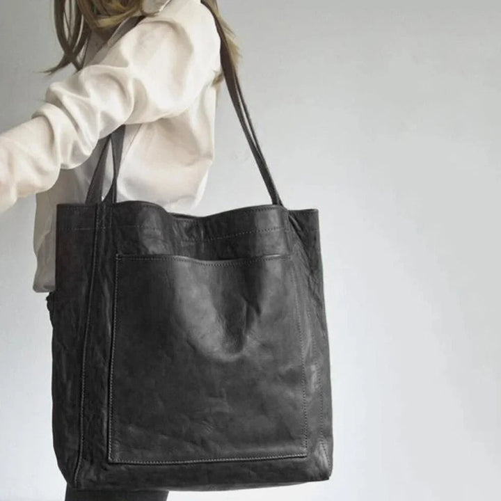 Women's Leather Tote Bag with Magnetic Snap Closure