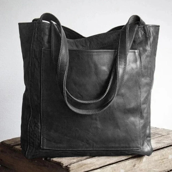 Women's Leather Tote Bag with Magnetic Snap Closure