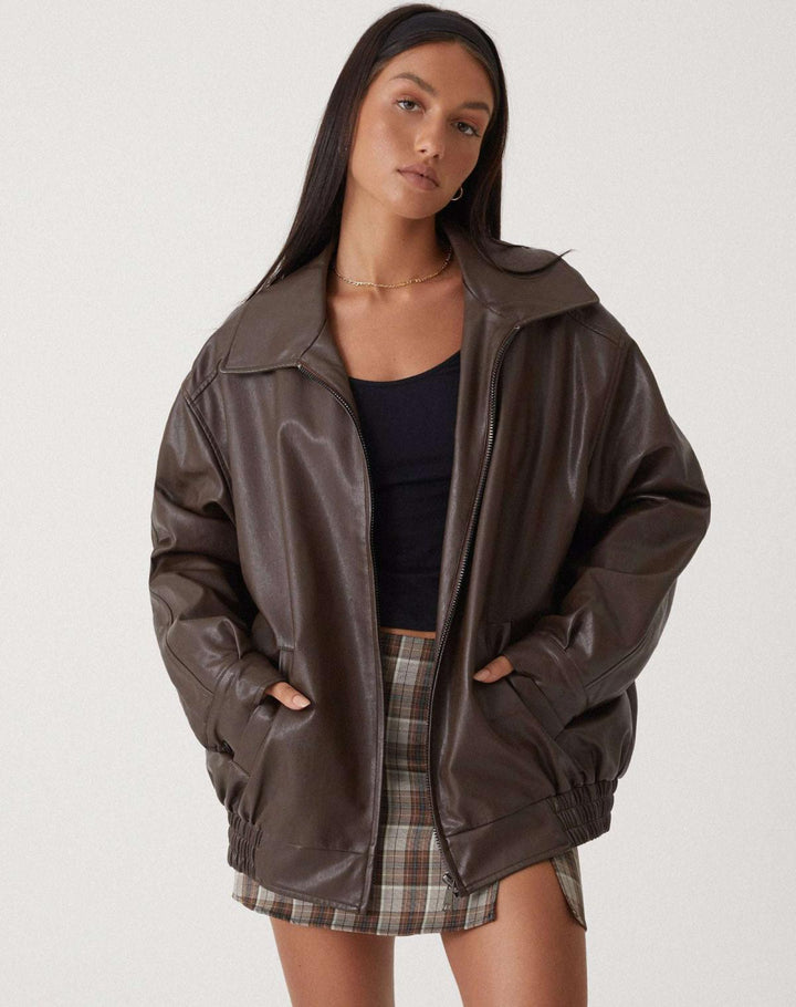 Scarlett | Oversized Leather Bomber Jacket