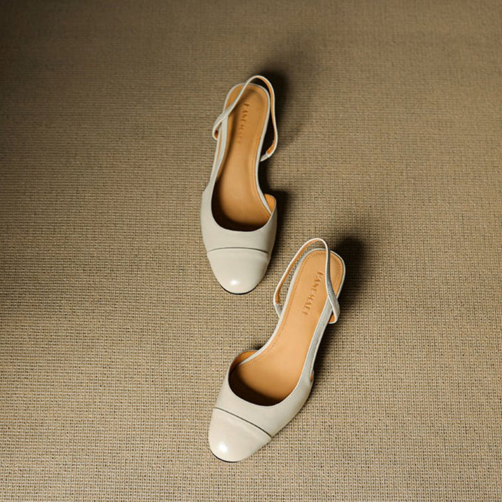 Women's Leather Block Heel Mule Sandals