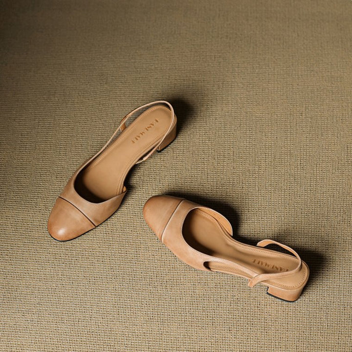 Women's Leather Block Heel Mule Sandals