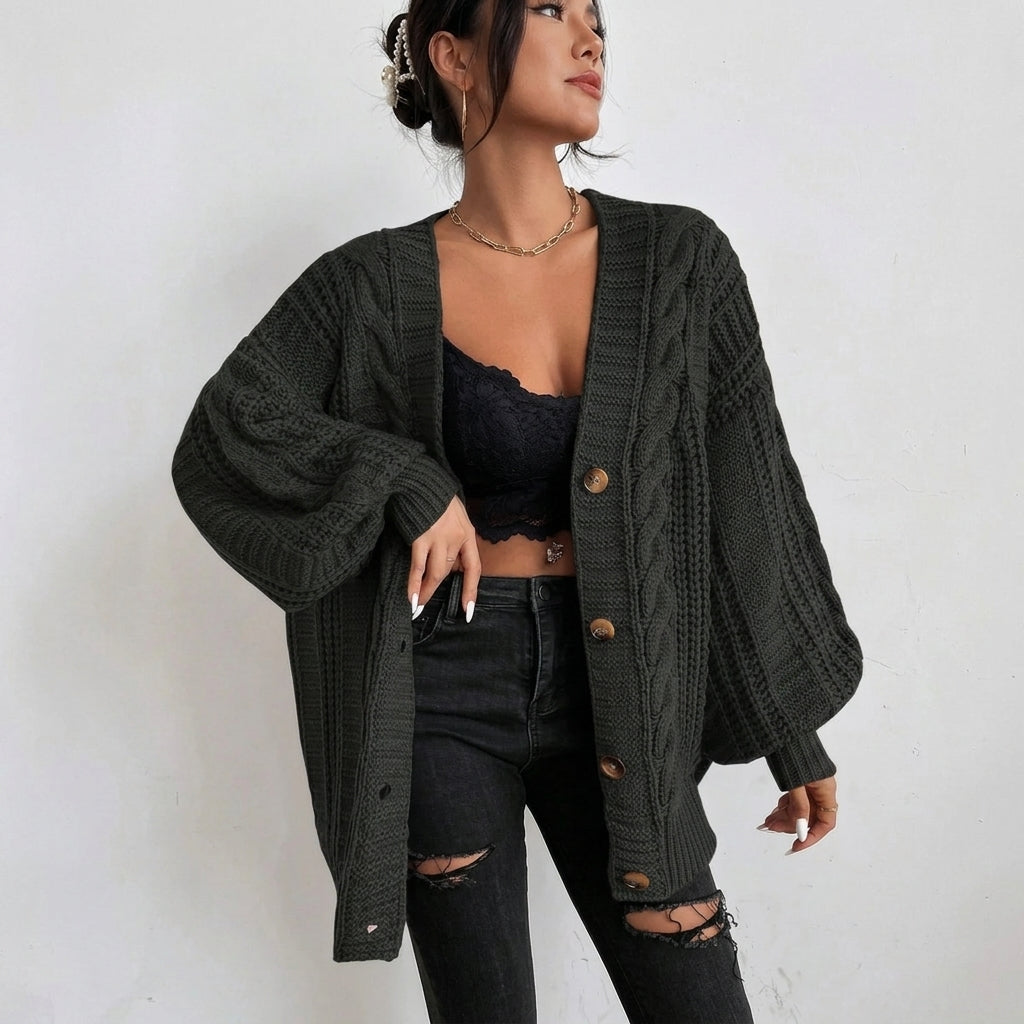 Womens V Neck Knit Cardigan