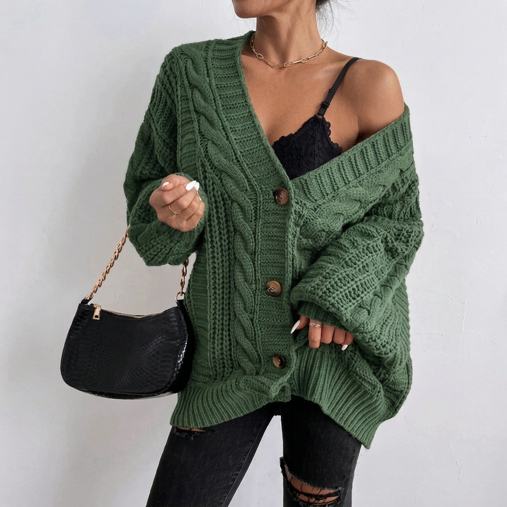 Womens V Neck Knit Cardigan