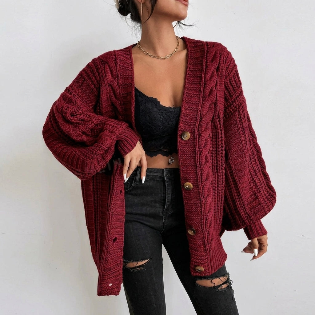 Womens V Neck Knit Cardigan