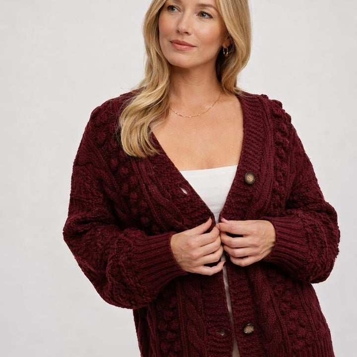 Womens V Neck Knit Cardigan