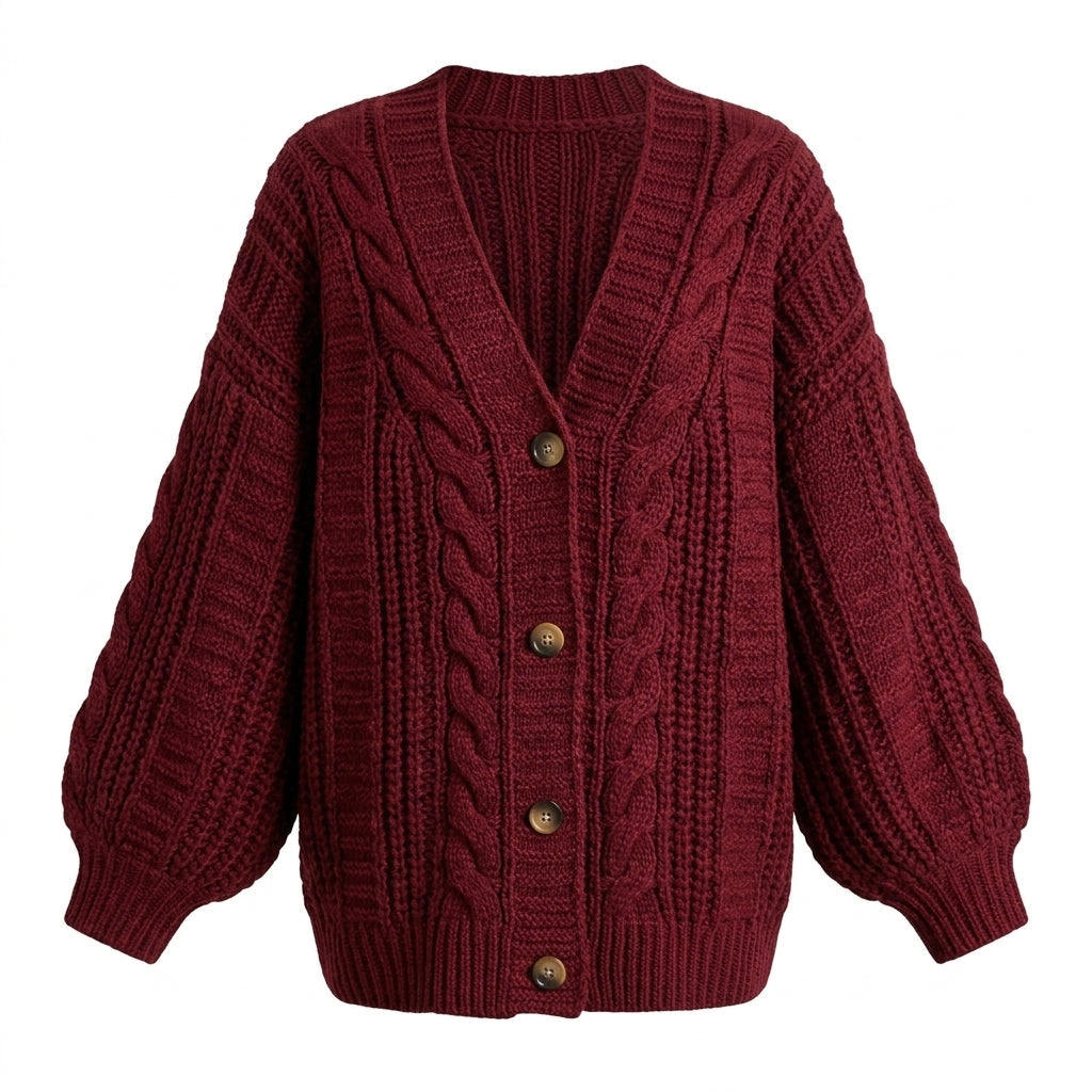 Womens V Neck Knit Cardigan
