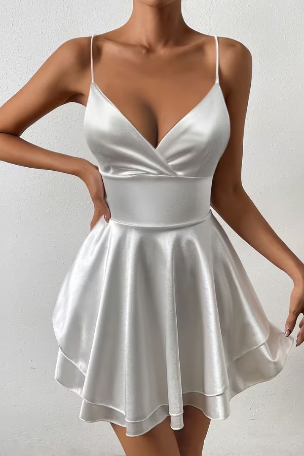 Satin Open Back Mini Cocktail Dress