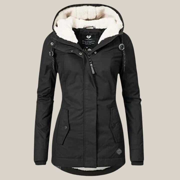 Women's Sherpa-Lined Hooded Coat with Full-Length Zip