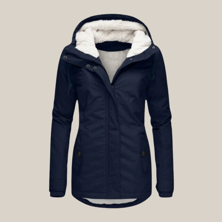 Women's Sherpa-Lined Hooded Coat with Full-Length Zip