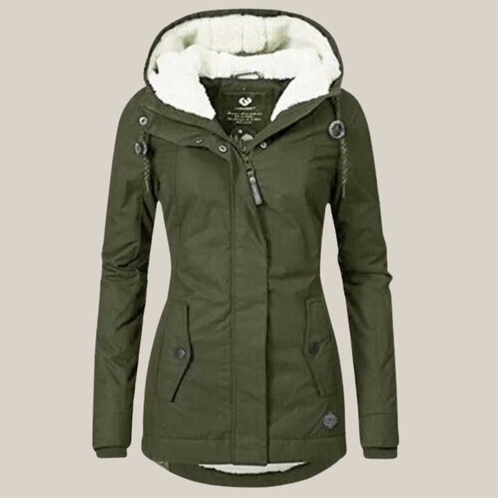 Women's Sherpa-Lined Hooded Coat with Full-Length Zip