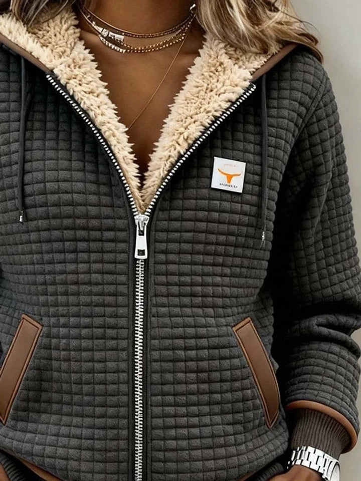 Women's Sherpa-Lined Quilted Hooded Jacket with Full Zip