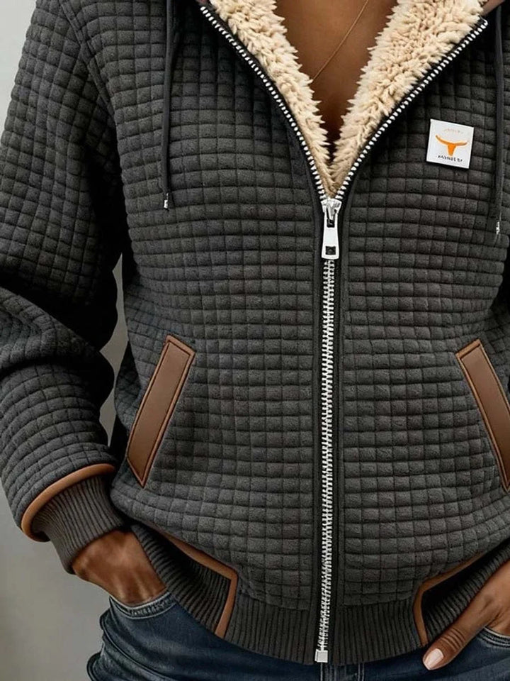 Women's Sherpa-Lined Quilted Hooded Jacket with Full Zip