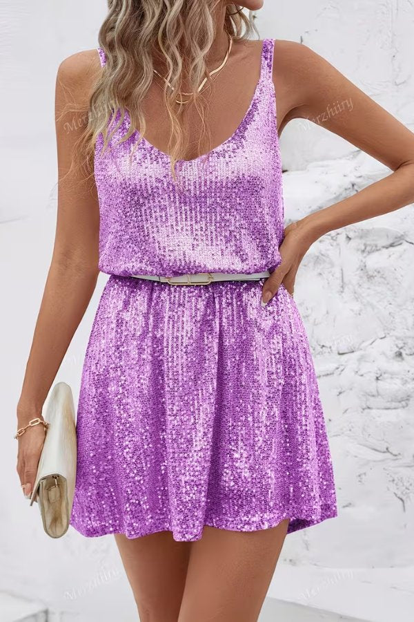Sleeveless Sequin Cocktail Dress
