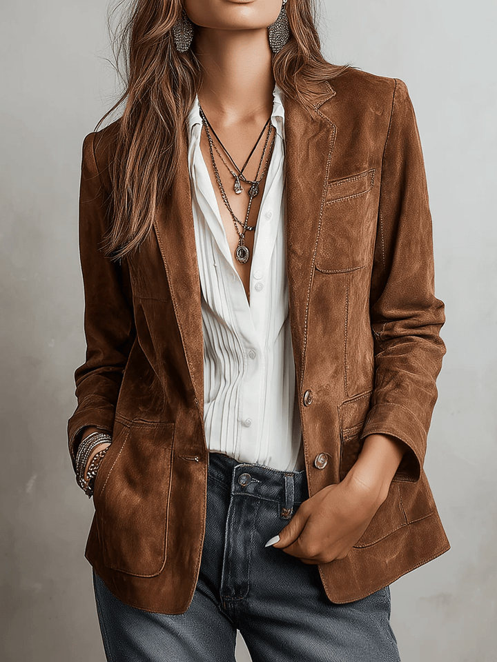 Tailored Suede Blazer for Women