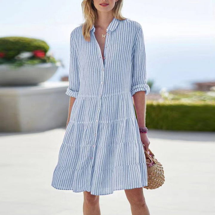 Women's Striped Mini Shirt Dress