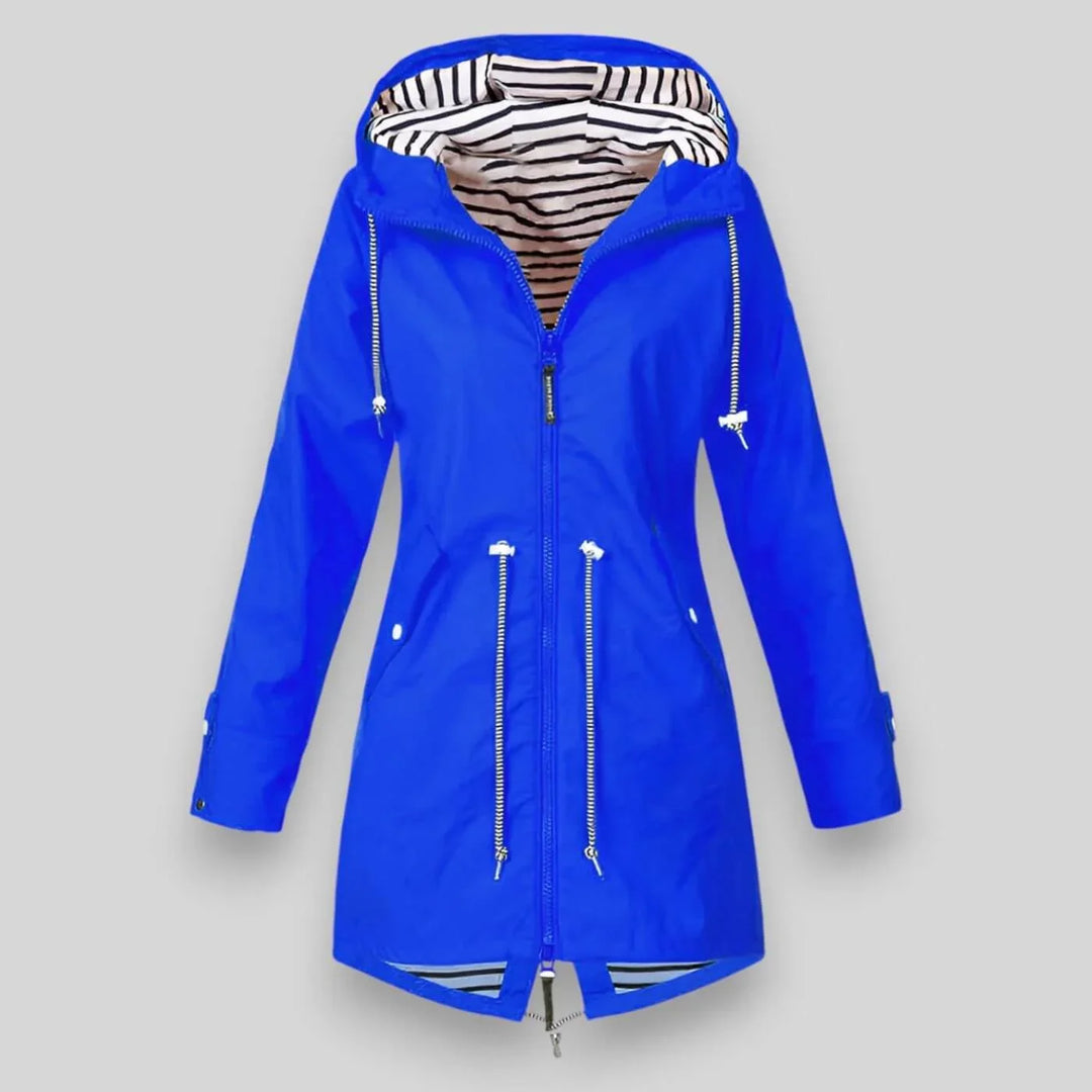 Women's Waterproof Hooded Jacket with Drawstring Waist