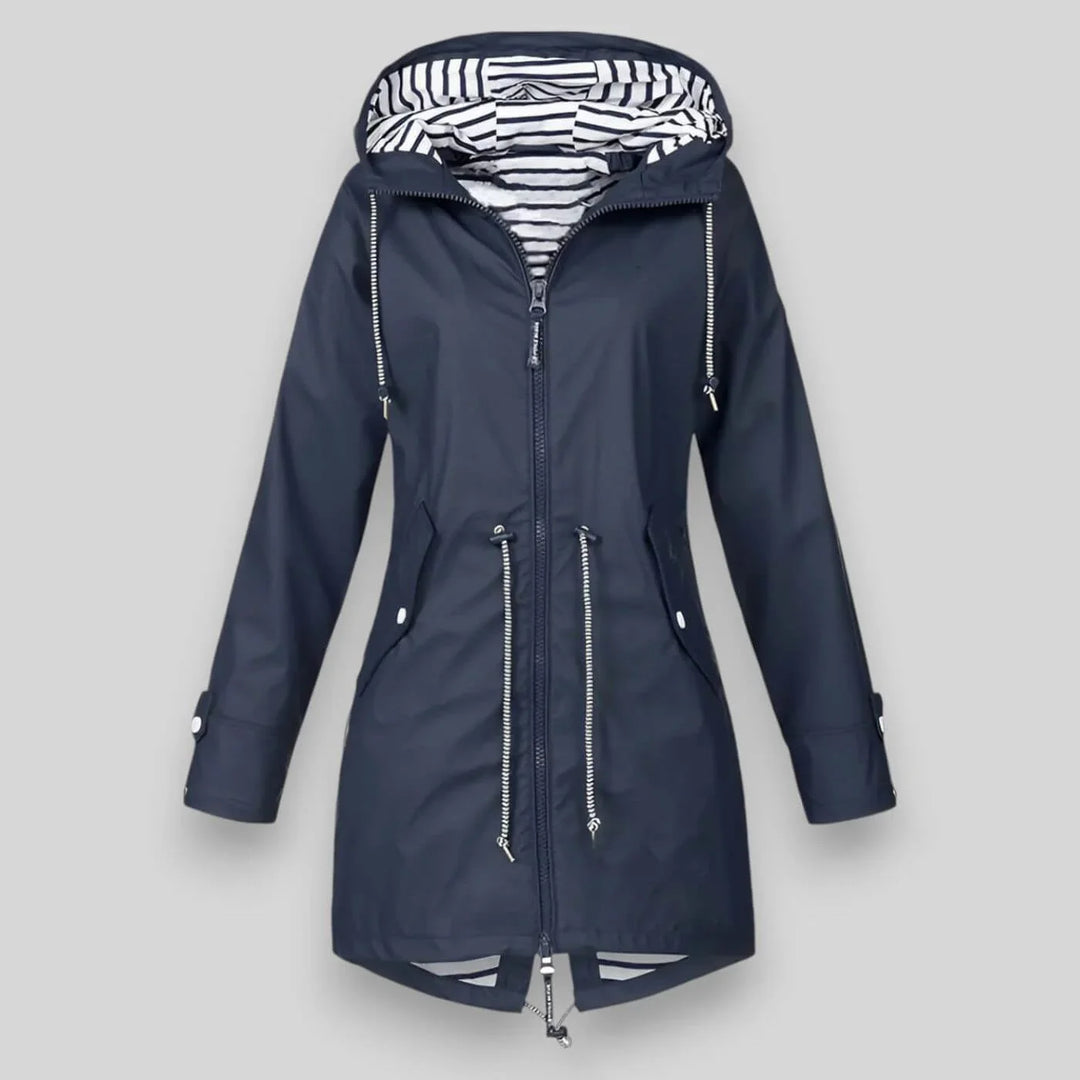 Women's Waterproof Hooded Jacket with Drawstring Waist