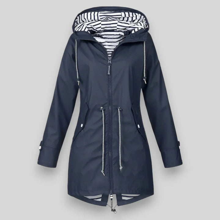 Women's Waterproof Hooded Jacket with Drawstring Waist