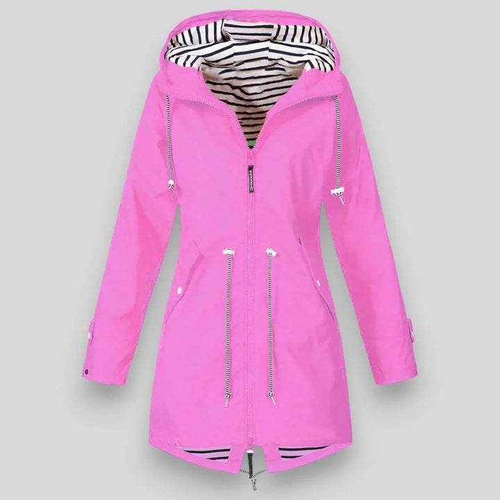 Women's Waterproof Hooded Jacket with Drawstring Waist