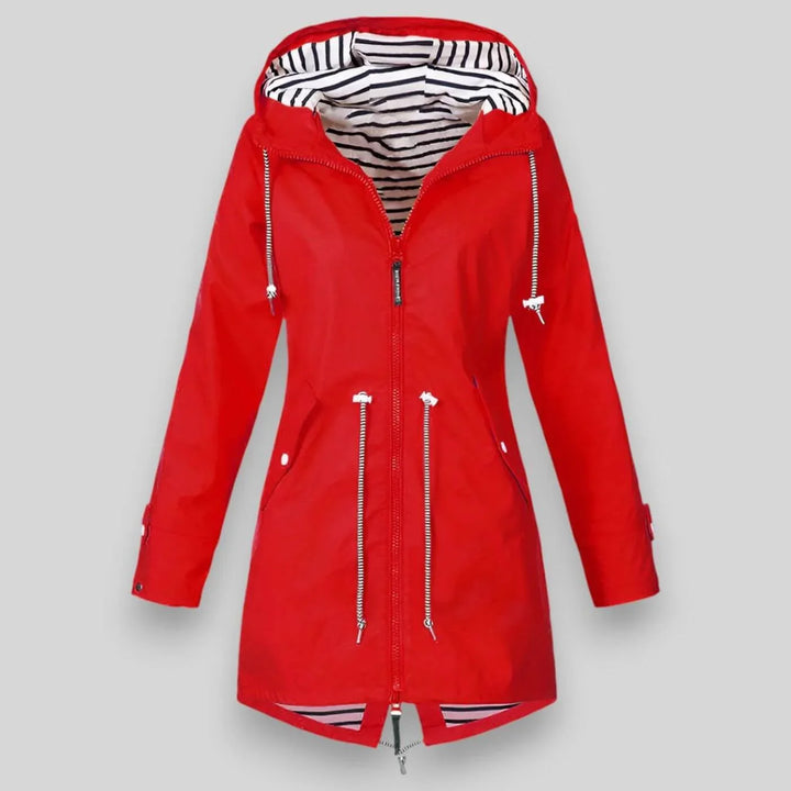 Women's Waterproof Hooded Jacket with Drawstring Waist