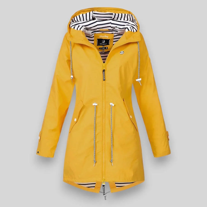 Women's Waterproof Hooded Jacket with Drawstring Waist