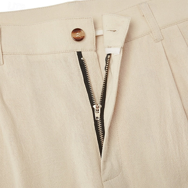 Men's Linen Pleated Pants with Tailored Fit